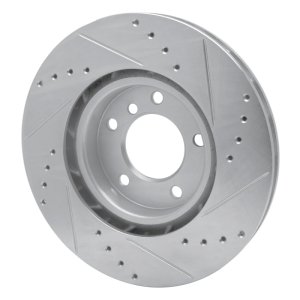 BMW Z3 Brake Rotor (1) - Right Front - R1 Concepts - Drilled & Slotted - Silver - `95-`02